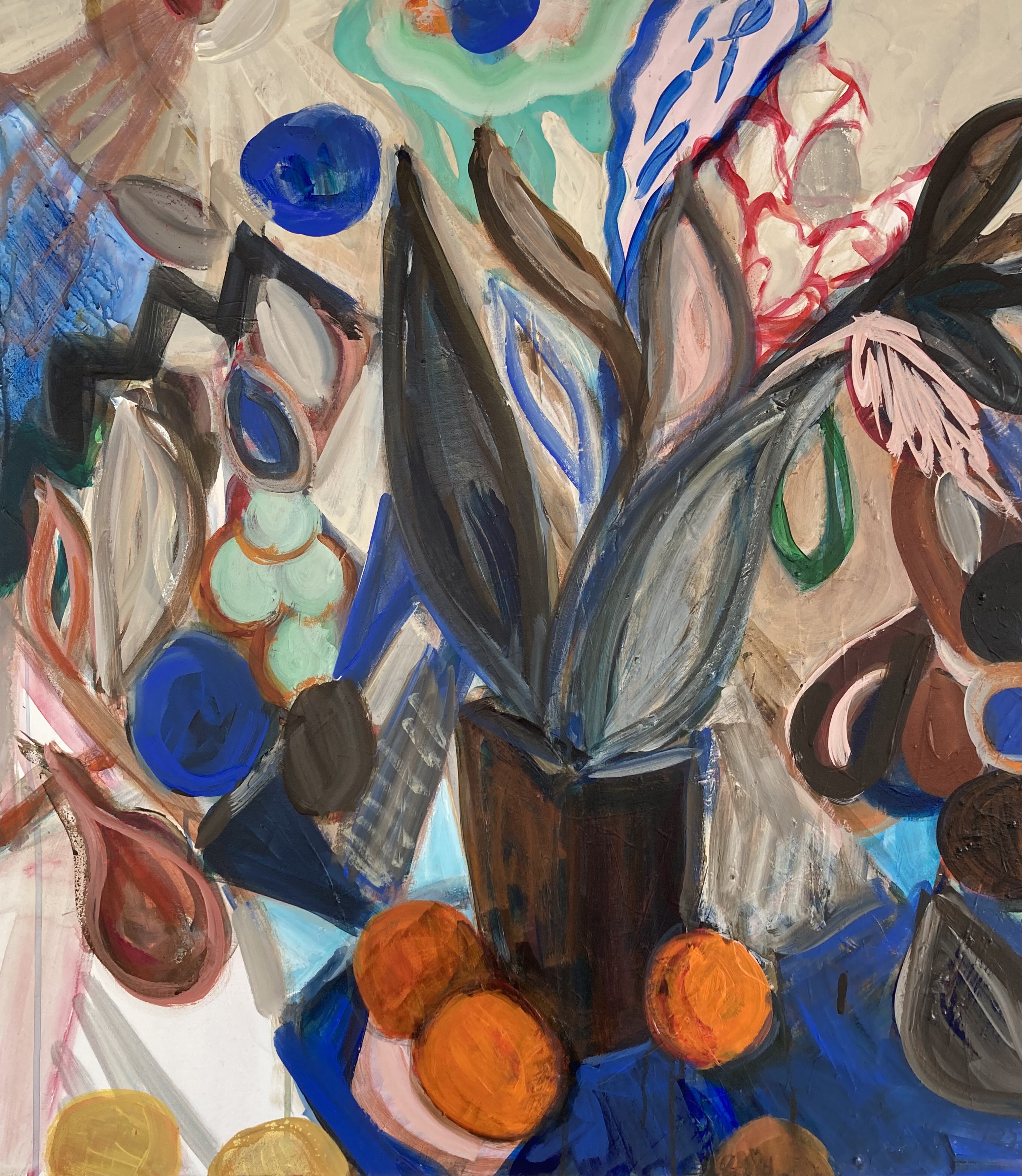 Still life with flowers and blueberries 2023.